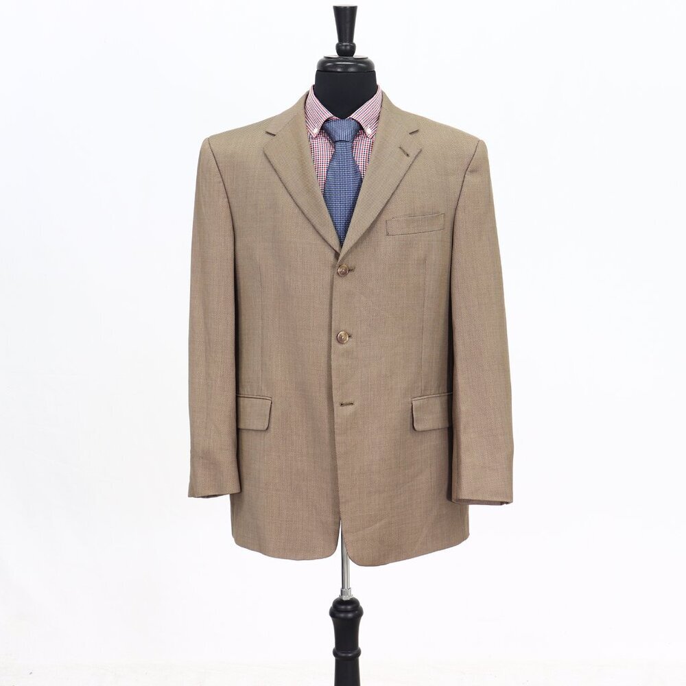 Hart Schaffner Marx 44R Brown Solid 3-Button Sport Coat Blazer Jacket G724